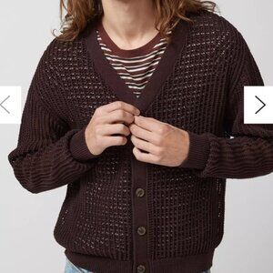 NWOT URBAN OUTFITTERS BDG Cardigan Brown Knit Unisex Sweater Button Front Sz M